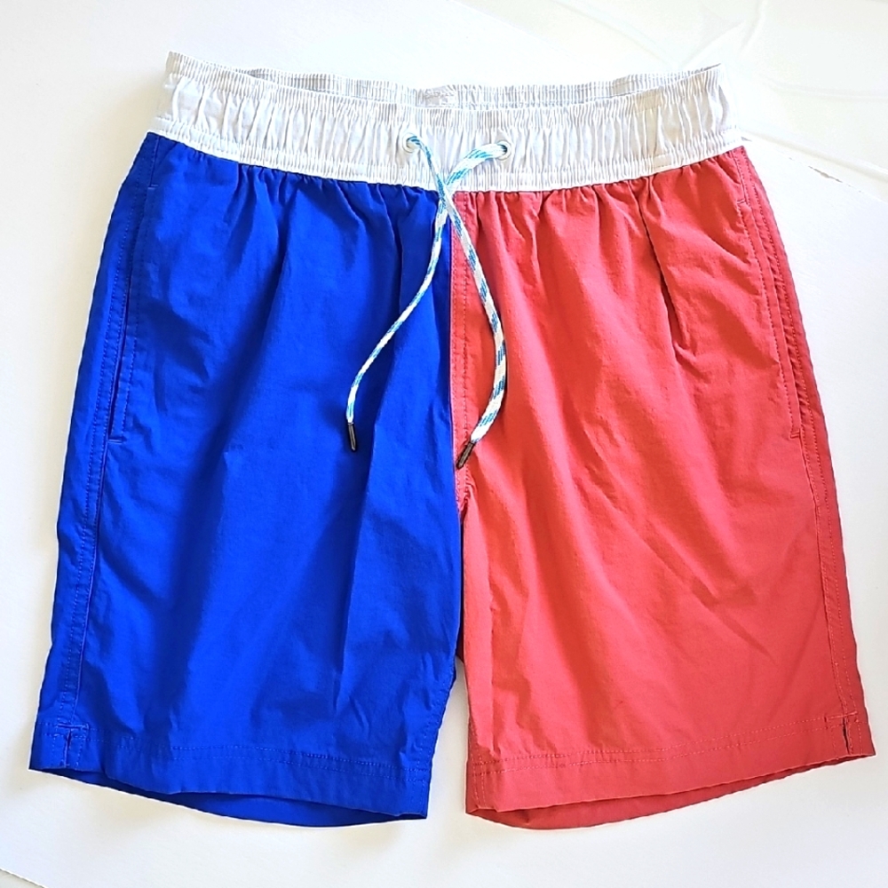 J Crew Boy's Swim Trunks Lightweight Color-Block Design- Size 14